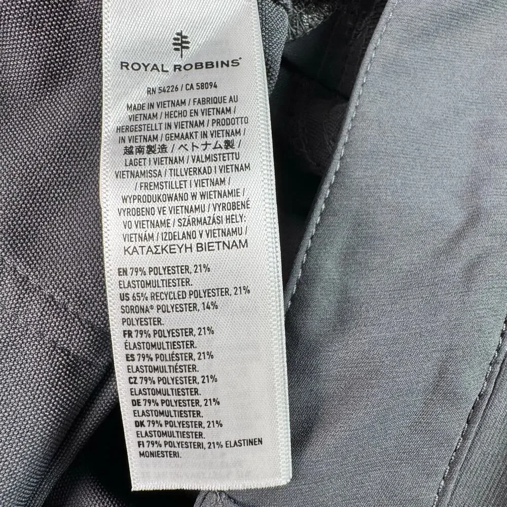 Royal Robbins Pants Mens 38x32 Gray Stretch Hiking Travel Outdoor Active Pants